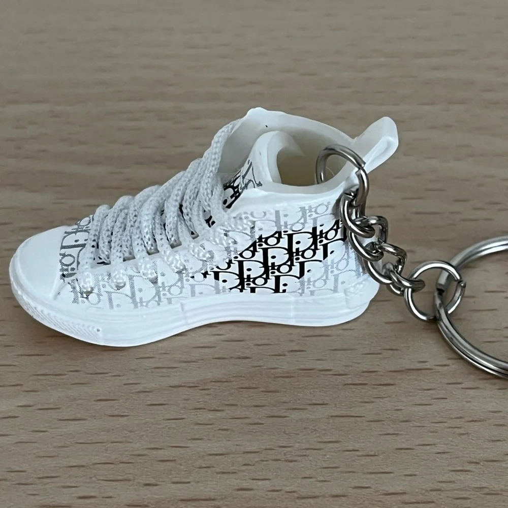 3D Mini White and Black Fashion Sneaker Keychain BNIB